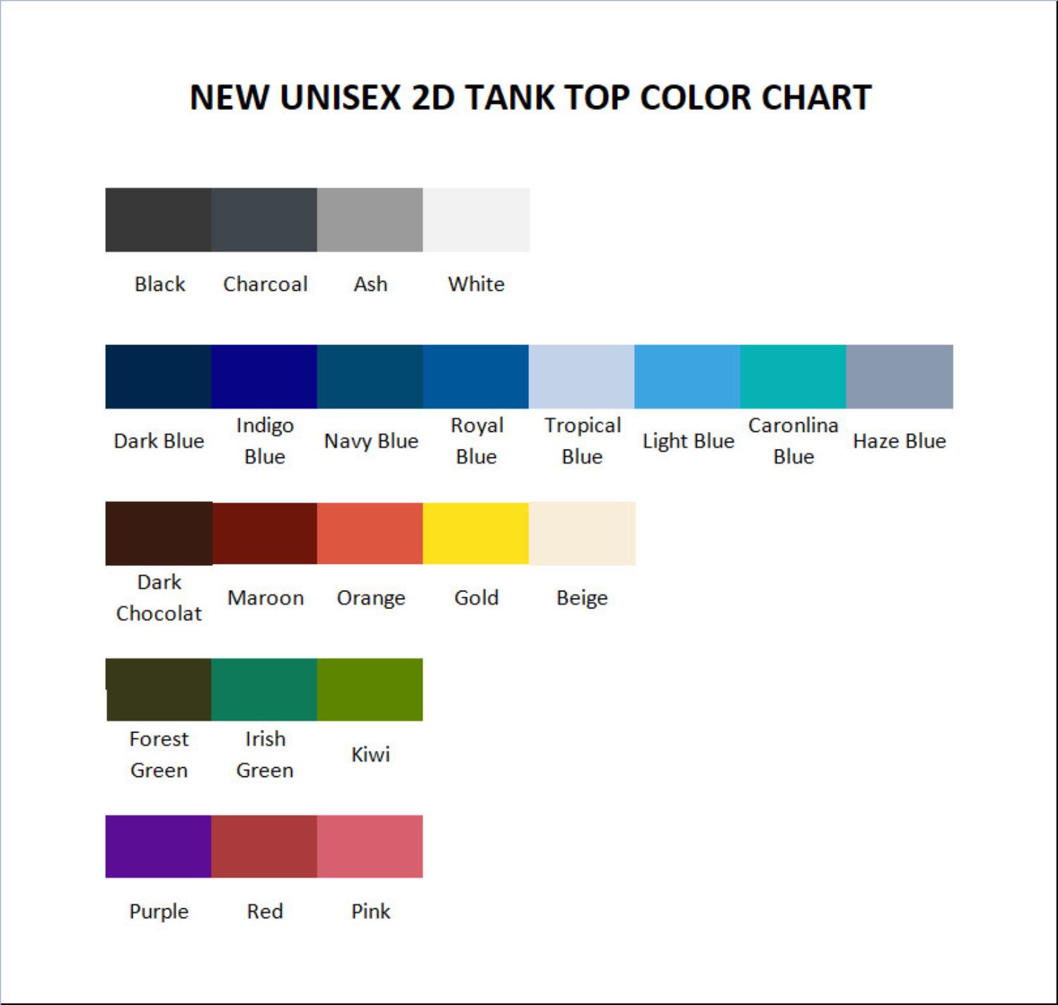 tank top color chart - Bleach AU Store