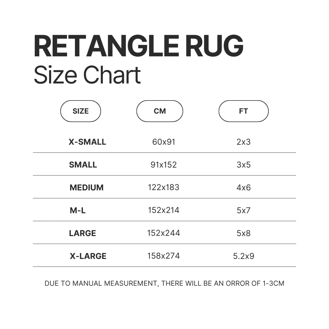 Retangle Rug Size Chart - Bleach AU Store